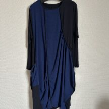 デザインワンピース 切替配色 長袖 上質素材 ミセス お出かけ ドレス