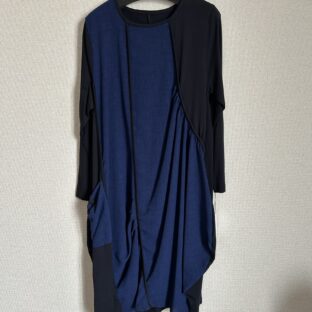 デザインワンピース 切替配色 長袖 上質素材 ミセス お出かけ ドレス