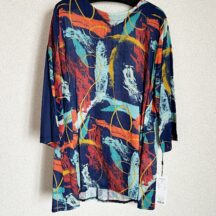 チュニック 後ろゴム 長袖 総柄 初秋 秋物