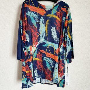 チュニック 後ろゴム 長袖 総柄 初秋 秋物